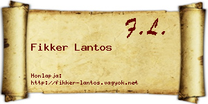 Fikker Lantos névjegykártya